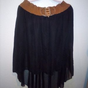 Black shear high low skirt